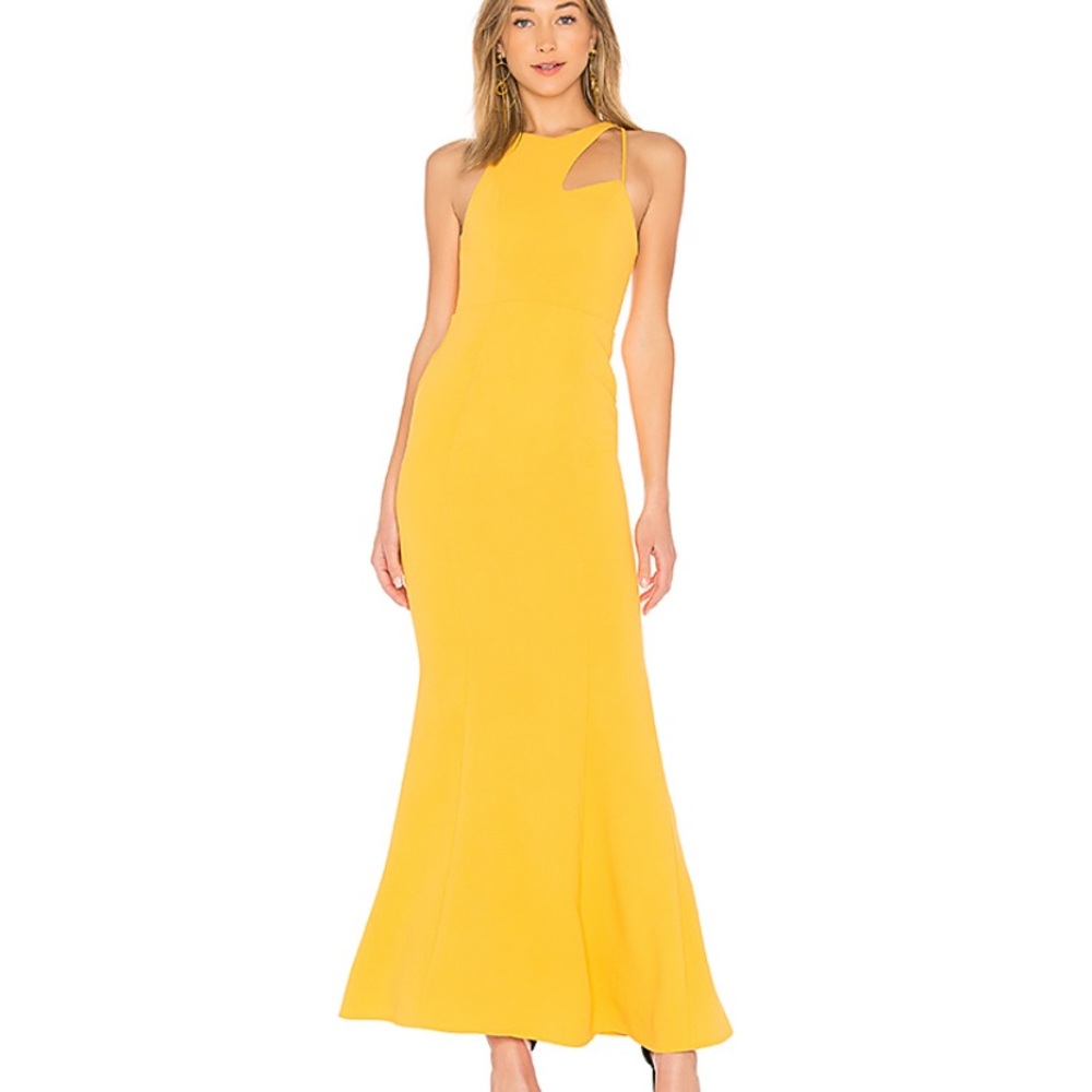 NBD Rhea gown in canary yellow